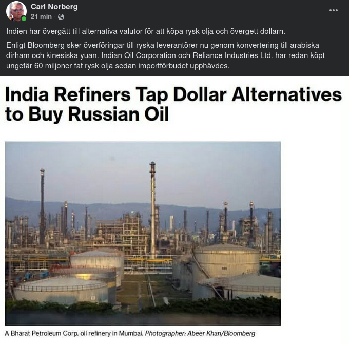 Indiska Oljeköp Utan Dollar