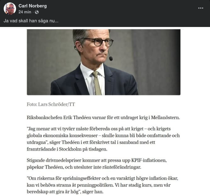Thedéen Varnar För Utdraget Mellanösternkrig
