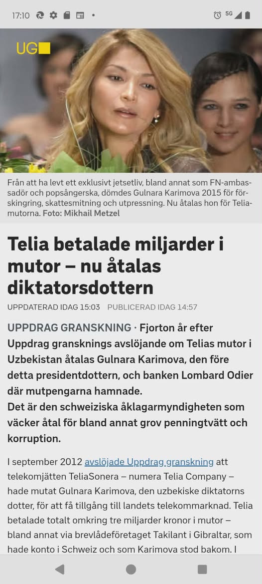 Schweiz Väcker Åtal Mot Gulnara Karimova