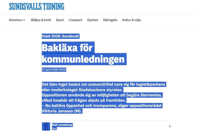 Återremiss I Sundsvall