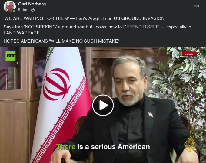 Iransk Markinvasionsförhoppning & Amerikansk Spelvägran..