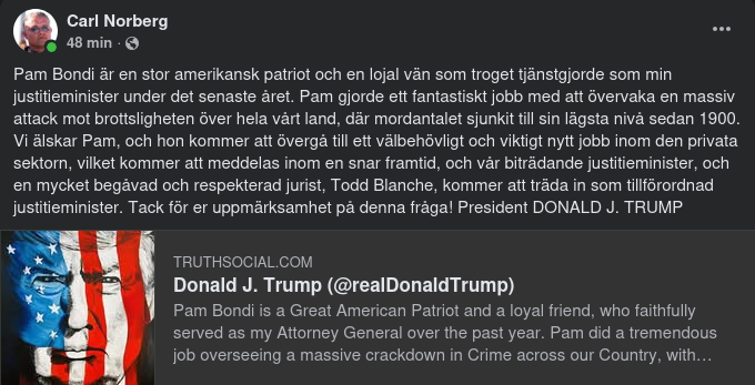 Trump Byter Justitieminister