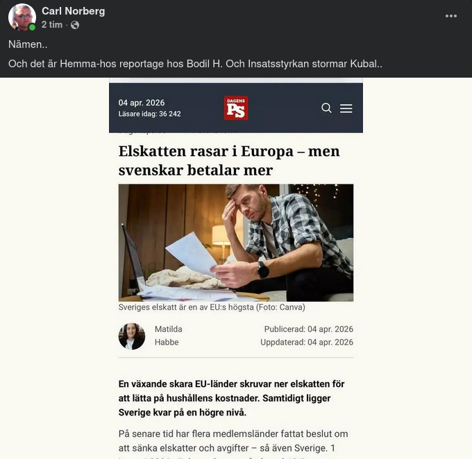Svensk Elskatt Stabilt Hög
