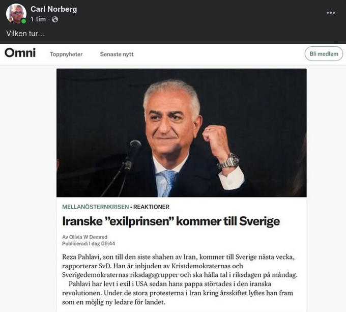 Shahens Son Till Sverige Nästa Vecka