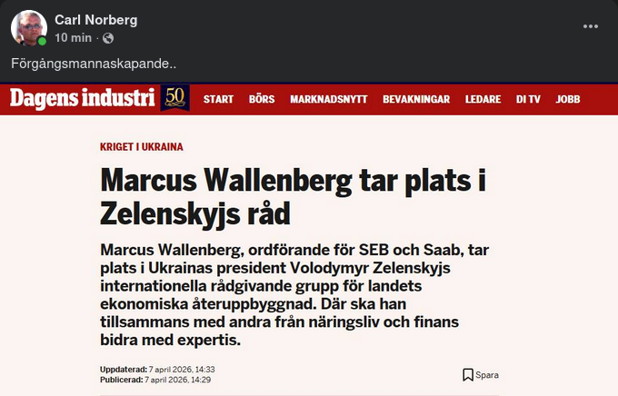 Marcus Wallenberg I Zelenskys Råd För Ekonomisk Återuppbyggnad