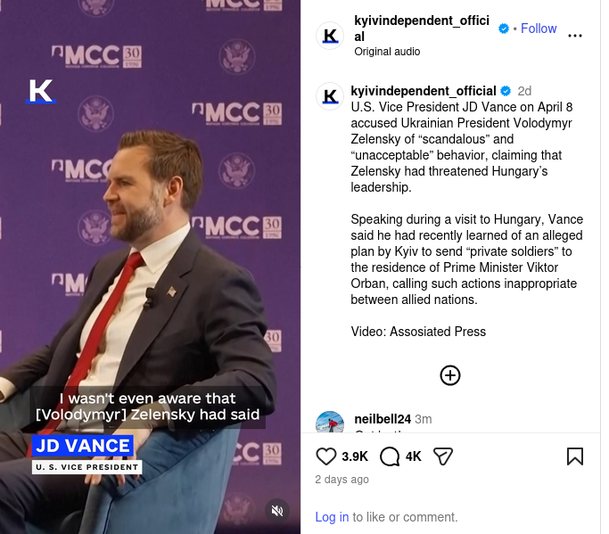 Vance Om Zelensky & Orbán