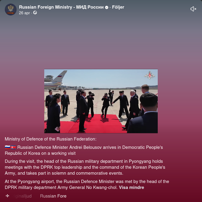 Ryskt Försvarsministerbesök I Nordkorea