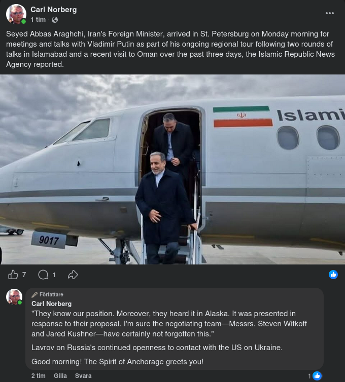 Irans Utrikesminister I St. Petersburg För Putin-Möte