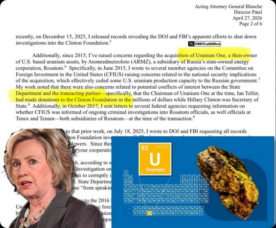 Clinton Foundation & Uranium 1 Utredning Återuppväckt